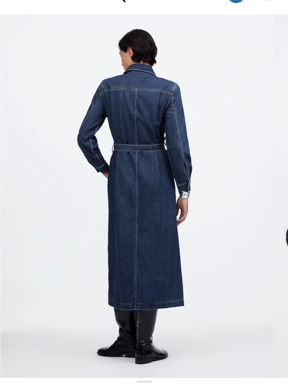 Madewell Dark Blue Denim Midi Shirt Dress - Picture 4 of 5